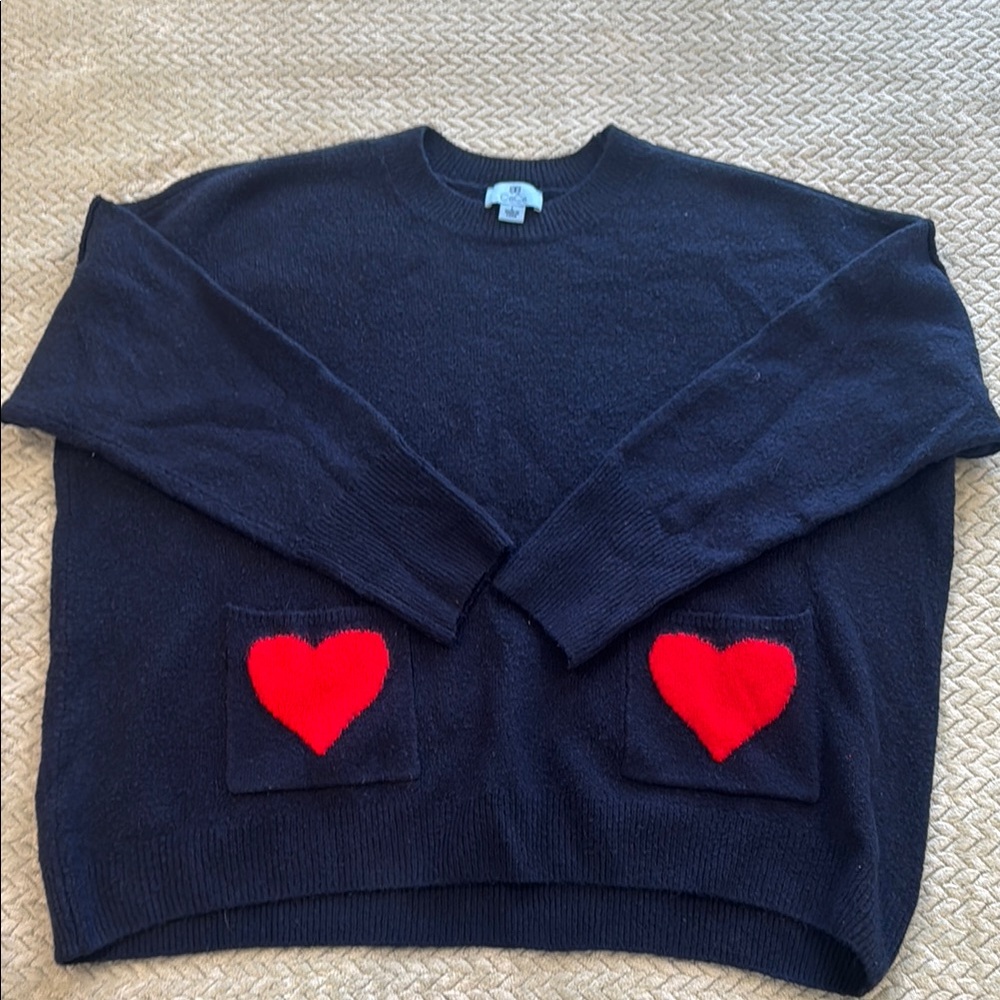 Women’s CeCe Navy heart pocket sweater